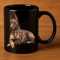 Brown Doberman Pinscher 11oz C Handle Ceramic Mug
