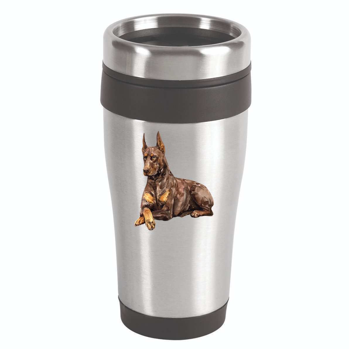 Brown Doberman Pinscher 16oz Travel Tumbler