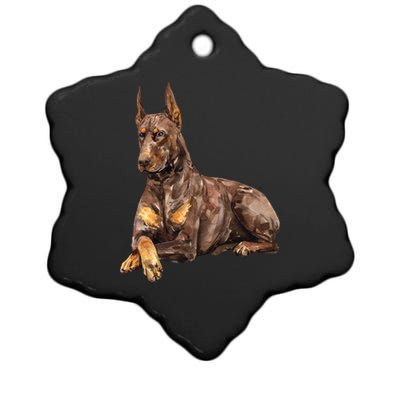 Brown Doberman Pinscher Ceramic Star Ornament