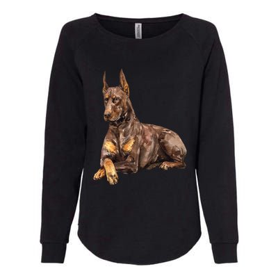 Brown Doberman Pinscher Womens California Wash Sweatshirt