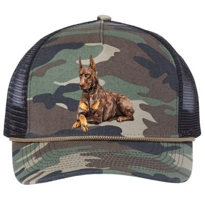 Brown Doberman Pinscher Retro Rope Trucker Hat Cap