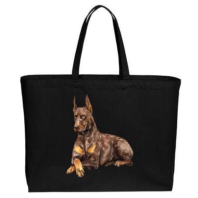 Brown Doberman Pinscher Cotton Canvas Jumbo Tote