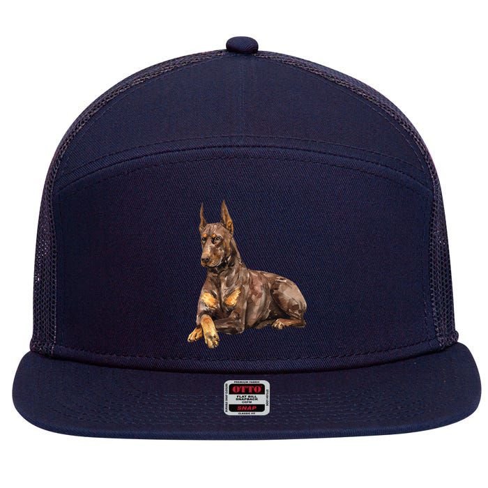 Brown Doberman Pinscher 7 Panel Mesh Trucker Snapback Hat