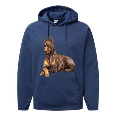 Brown Doberman Pinscher Performance Fleece Hoodie