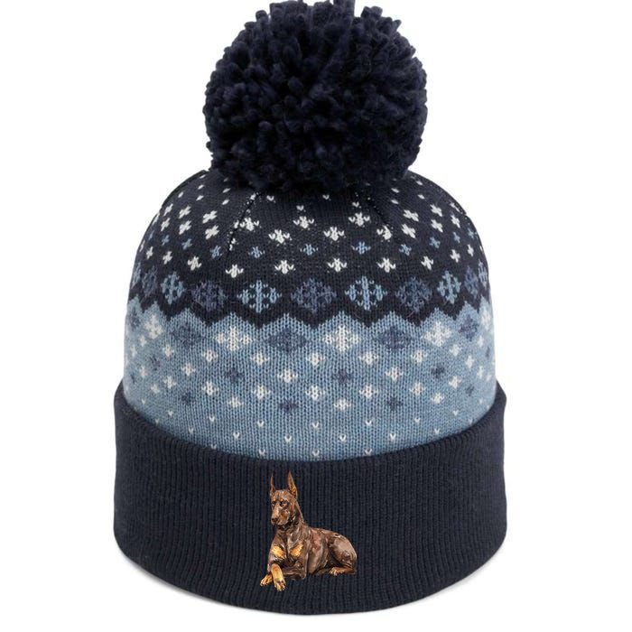 Brown Doberman Pinscher The Baniff Cuffed Pom Beanie