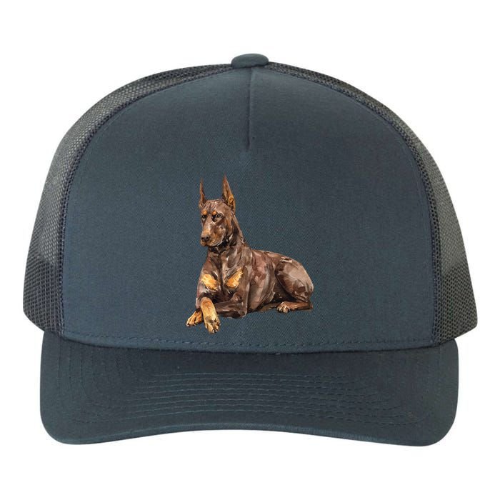 Brown Doberman Pinscher Yupoong Adult 5-Panel Trucker Hat