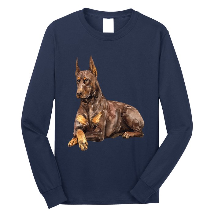 Brown Doberman Pinscher Long Sleeve Shirt