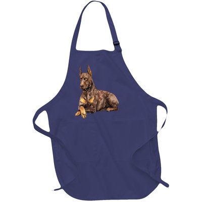 Brown Doberman Pinscher Full-Length Apron With Pockets