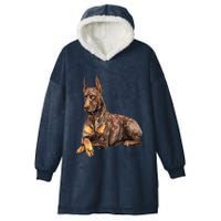 Brown Doberman Pinscher Hooded Wearable Blanket