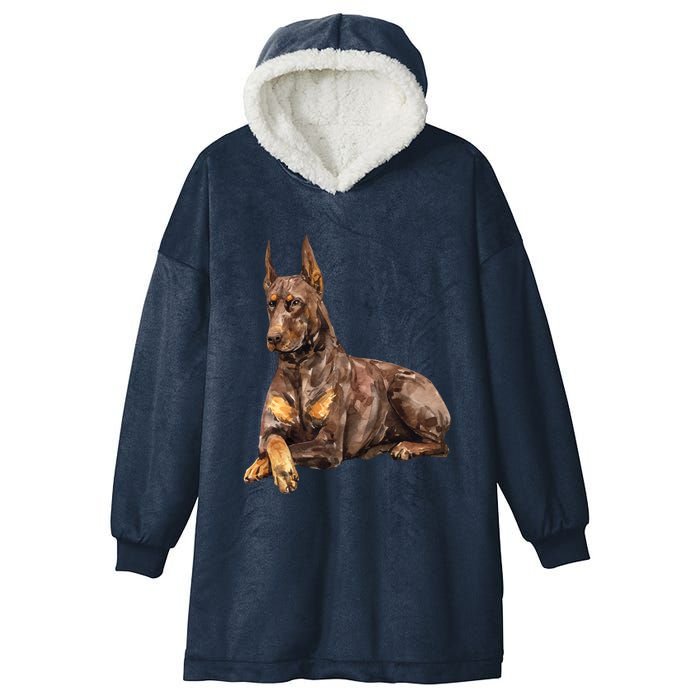 Brown Doberman Pinscher Hooded Wearable Blanket