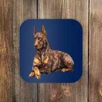 Brown Doberman Pinscher Coaster