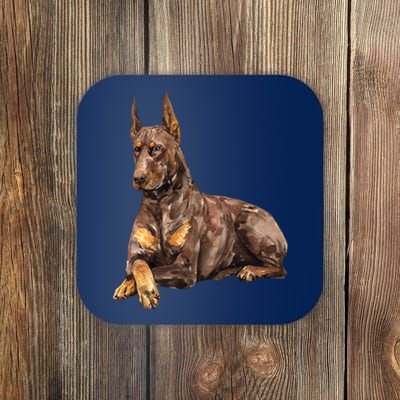 Brown Doberman Pinscher Coaster