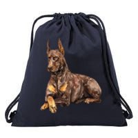 Brown Doberman Pinscher Drawstring Bag