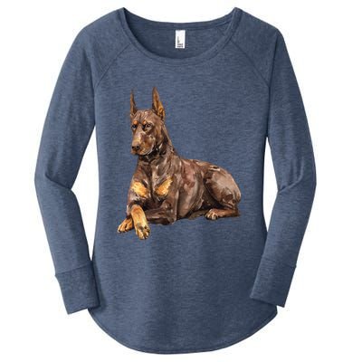 Brown Doberman Pinscher Women's Perfect Tri Tunic Long Sleeve Shirt