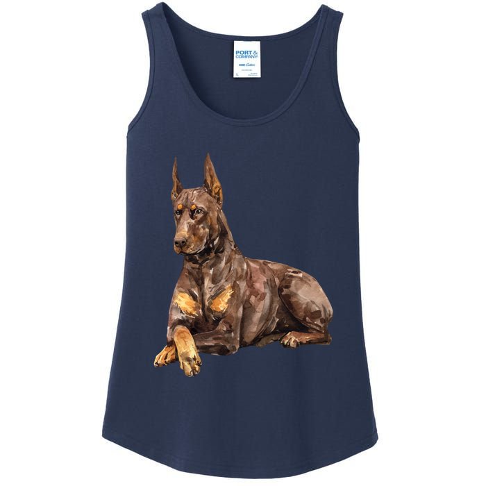 Brown Doberman Pinscher Ladies Essential Tank