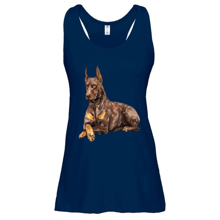 Brown Doberman Pinscher Ladies Essential Flowy Tank