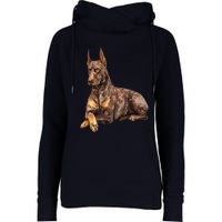 Brown Doberman Pinscher Womens Funnel Neck Pullover Hood