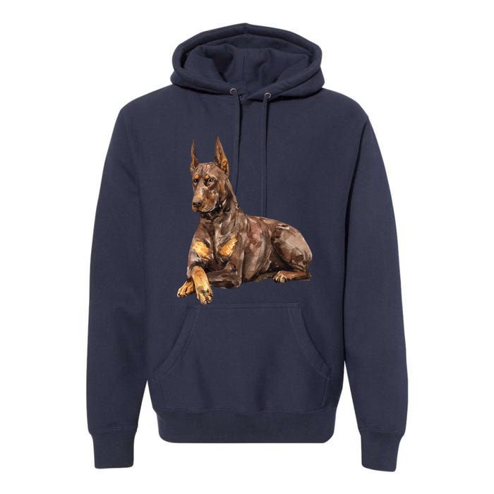 Brown Doberman Pinscher Premium Hoodie