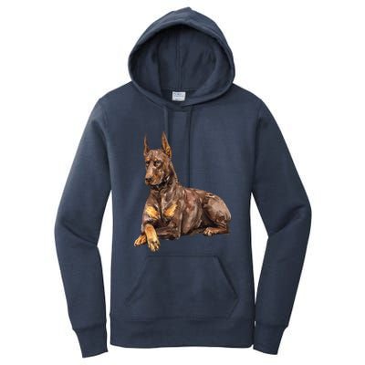 Brown Doberman Pinscher Women's Pullover Hoodie