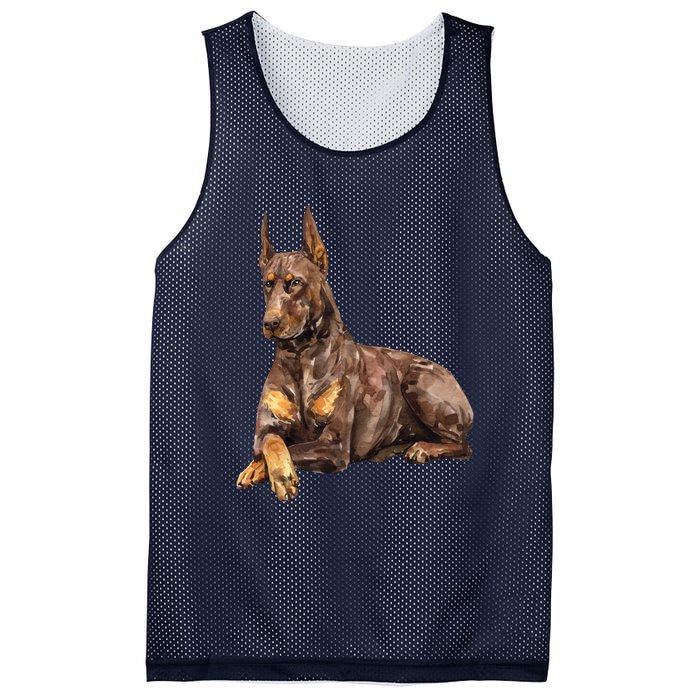 Brown Doberman Pinscher Mesh Reversible Basketball Jersey Tank