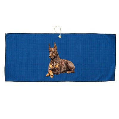 Brown Doberman Pinscher Large Microfiber Waffle Golf Towel