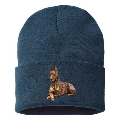 Brown Doberman Pinscher Sustainable Knit Beanie