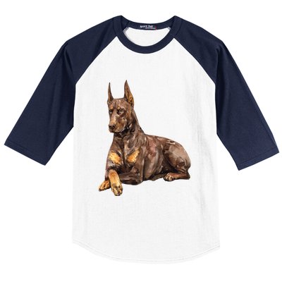 Brown Doberman Pinscher Baseball Sleeve Shirt