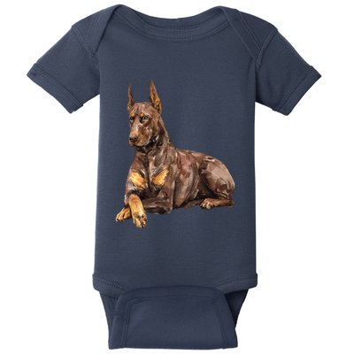 Brown Doberman Pinscher Baby Bodysuit