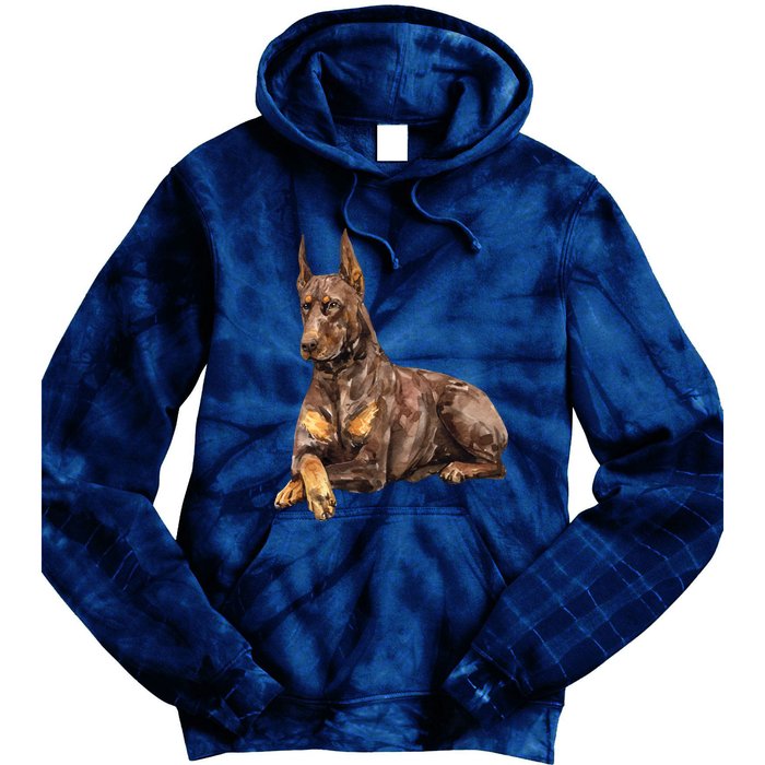 Brown Doberman Pinscher Tie Dye Hoodie