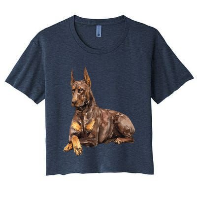 Brown Doberman Pinscher Women's Crop Top Tee