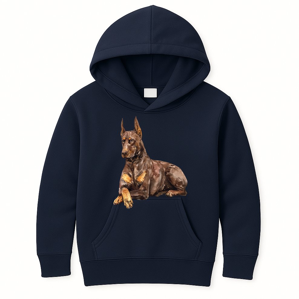 Brown Doberman Pinscher Kids Hoodie