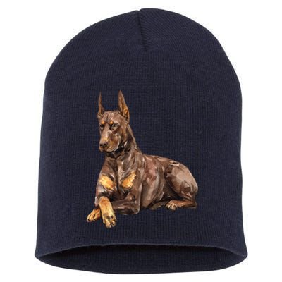 Brown Doberman Pinscher Short Acrylic Beanie