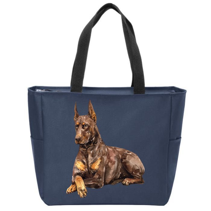 Brown Doberman Pinscher Zip Tote Bag