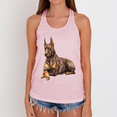 Brown Doberman Pinscher Women's Knotted Racerback Tank