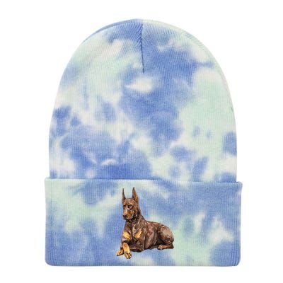 Brown Doberman Pinscher Tie Dye 12in Knit Beanie