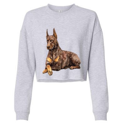 Brown Doberman Pinscher Cropped Pullover Crew