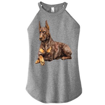 Brown Doberman Pinscher Women's Perfect Tri Rocker Tank