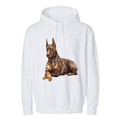 Brown Doberman Pinscher Garment-Dyed Fleece Hoodie