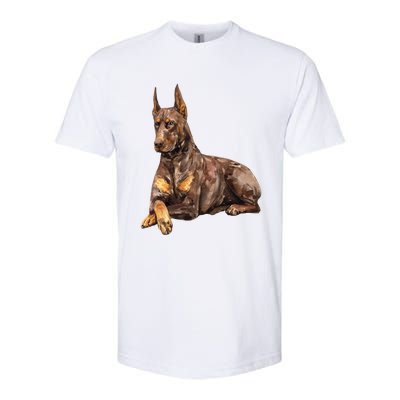 Brown Doberman Pinscher Softstyle CVC T-Shirt