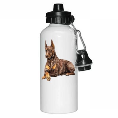 Brown Doberman Pinscher Aluminum Water Bottle