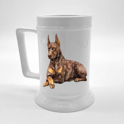 Brown Doberman Pinscher Beer Stein