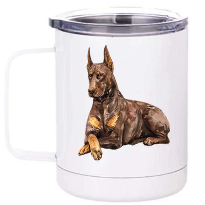 Brown Doberman Pinscher 12 oz Stainless Steel Tumbler Cup