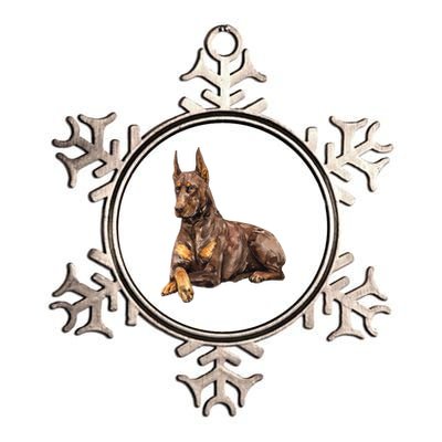 Brown Doberman Pinscher Metallic Star Ornament