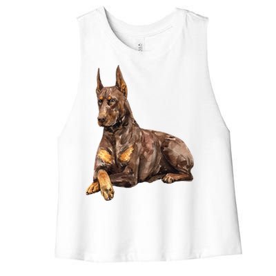 Brown Doberman Pinscher Women's Racerback Cropped Tank