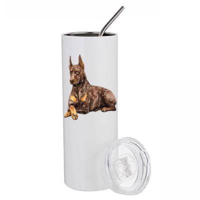 Brown Doberman Pinscher Stainless Steel Tumbler