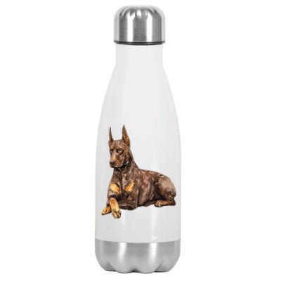 Brown Doberman Pinscher Stainless Steel Insulated Water Bottle