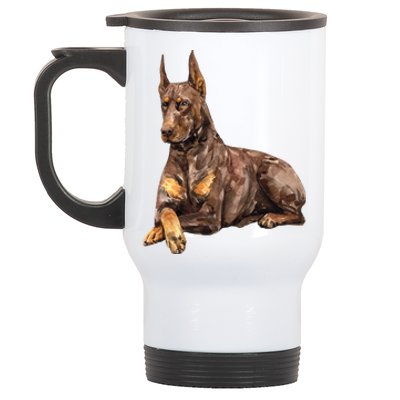 Brown Doberman Pinscher Stainless Steel Travel Mug