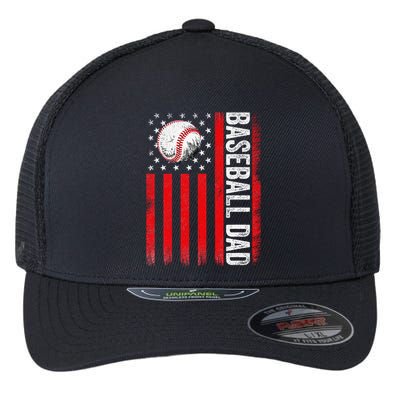 Baseball Dad Player American Us Flag Patriotic Flexfit Unipanel Trucker Cap