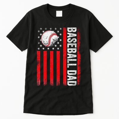 Baseball Dad Player American Us Flag Patriotic Tall T-Shirt