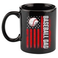 Baseball Dad Player American Us Flag Patriotic 11oz C Handle Ceramic Mug
